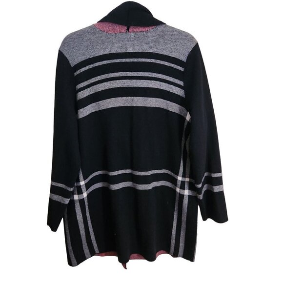 Charter Club Black Red Plaid Coatagan Long Line Sweater Jacket Size XL - Picture 3 of 10